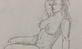 Een tekening van een naakte vrouw